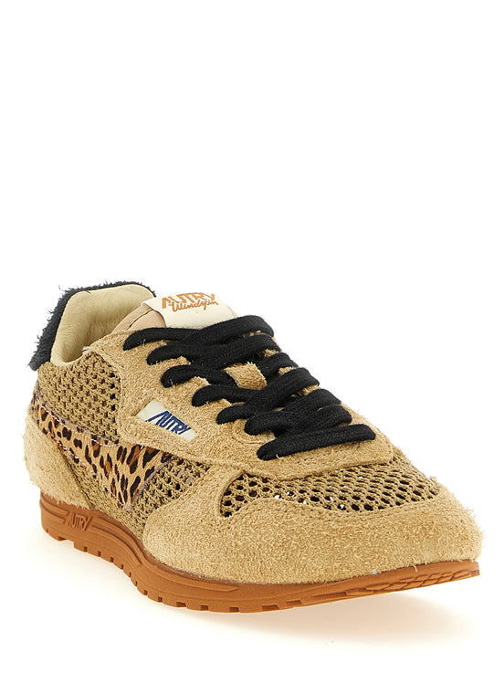 Autry Beige Cotton Athletic Sneakers