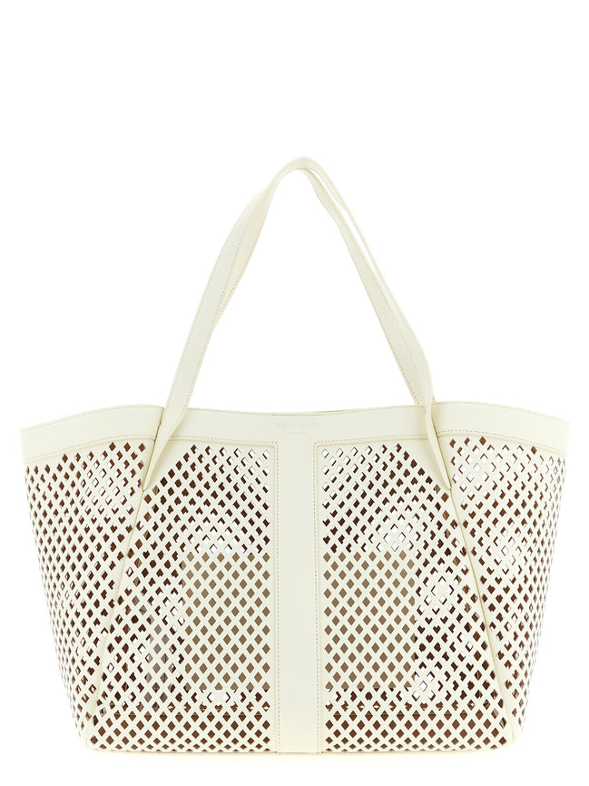 Twinset White Leather Tote Bag