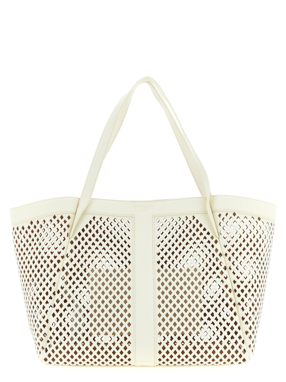 Twinset White Leather Tote Bag