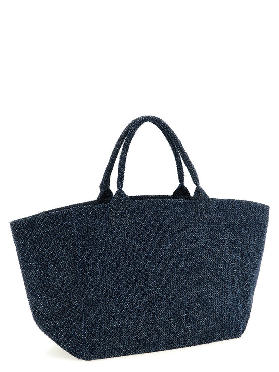 Ganni Blue Organic Cotton Tote Bag