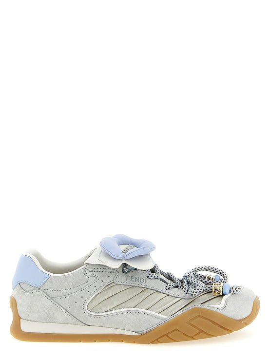 Fendi Gray Calfskin Athletic Sneakers