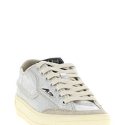 Autry Silver Canvas Low Top Sneakers