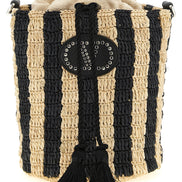 Valentino Garavani Black Straw Shoulder Bag