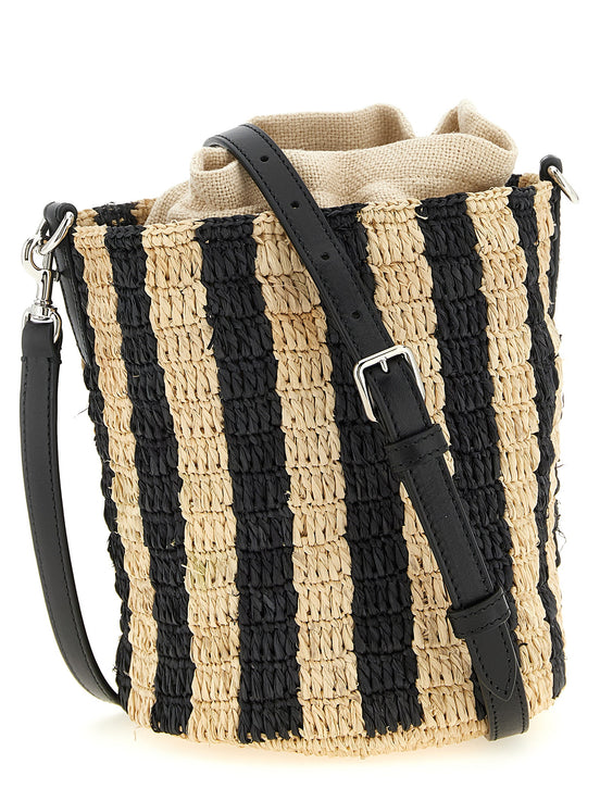 Valentino Garavani Black Straw Shoulder Bag