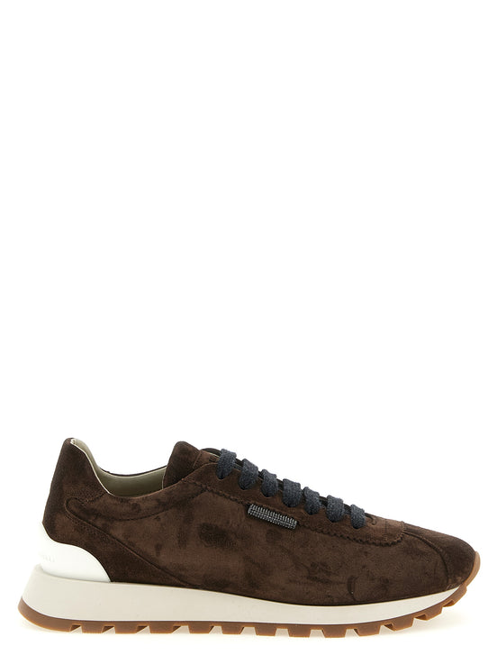 Brunello Cucinelli Brown Calfskin Athletic Sneakers
