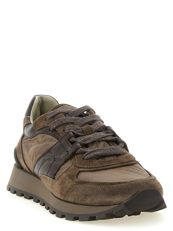 Brunello Cucinelli Bicolor Calfskin Athletic Sneakers
