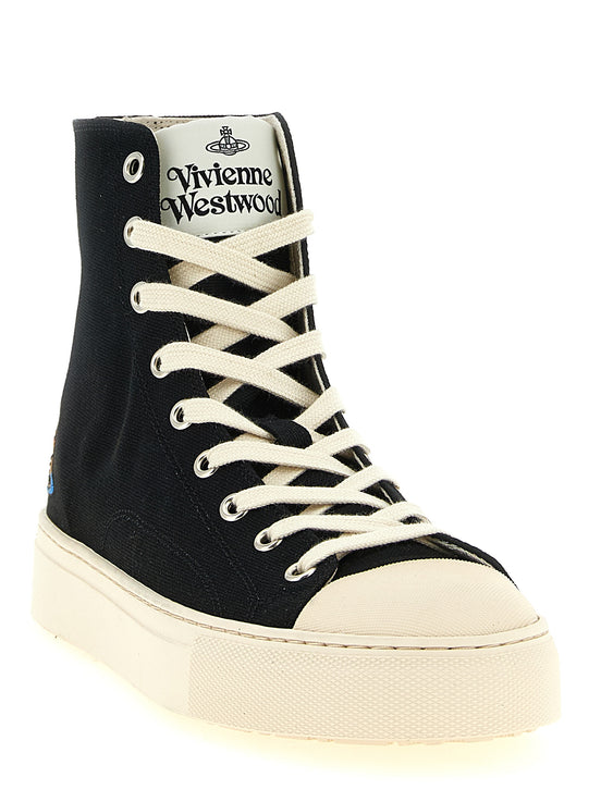 Vivienne Westwood Bicolor Cotton High Top Sneakers