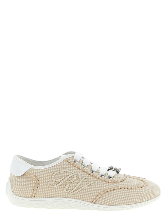 Roger Vivier Beige Polyamide Low Top Sneakers