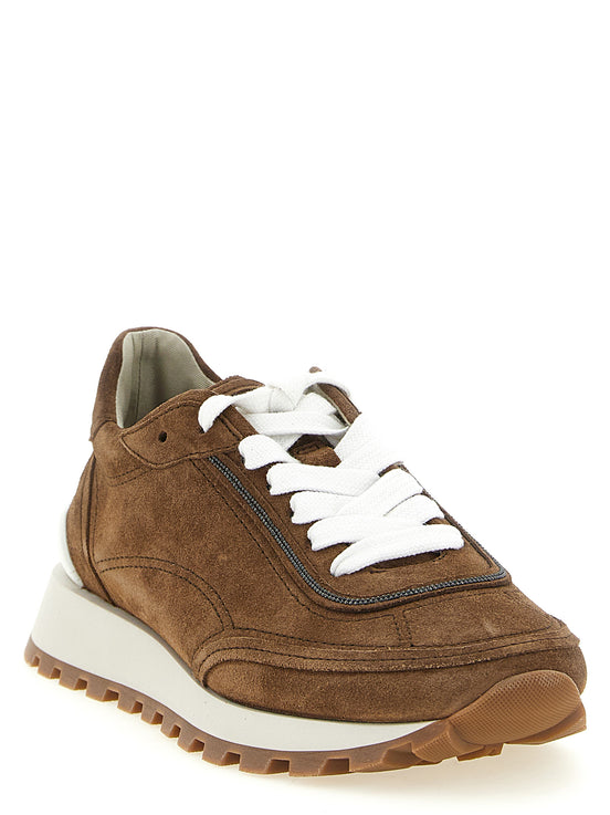 Brunello Cucinelli Brown Calfskin Low Top Sneakers