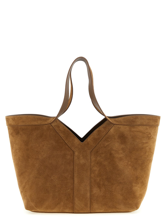 Τσάντα tote Saint Laurent Brown Calfskin