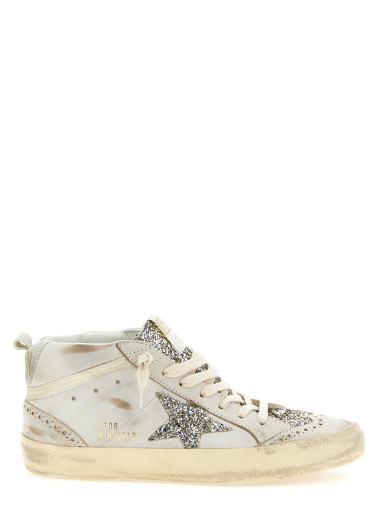 Golden Goose Beige Leather High Top Sneakers