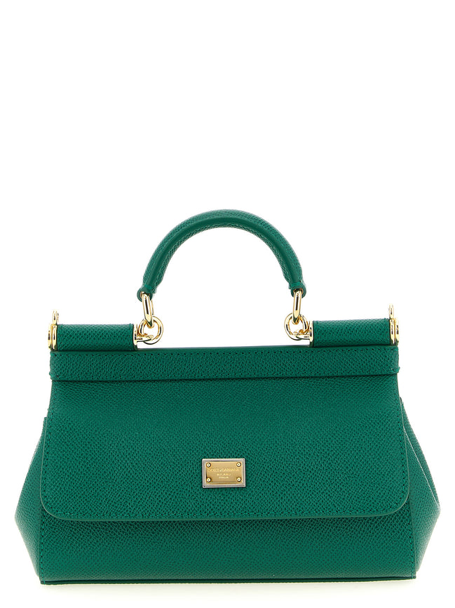 Dolce & Gabbana Sicily Mini Πράσινη και Λευκή Δερμάτινη Τσάντα Ώμου