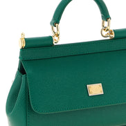 Dolce & Gabbana Sicily Mini Πράσινη και Λευκή Δερμάτινη Τσάντα Ώμου