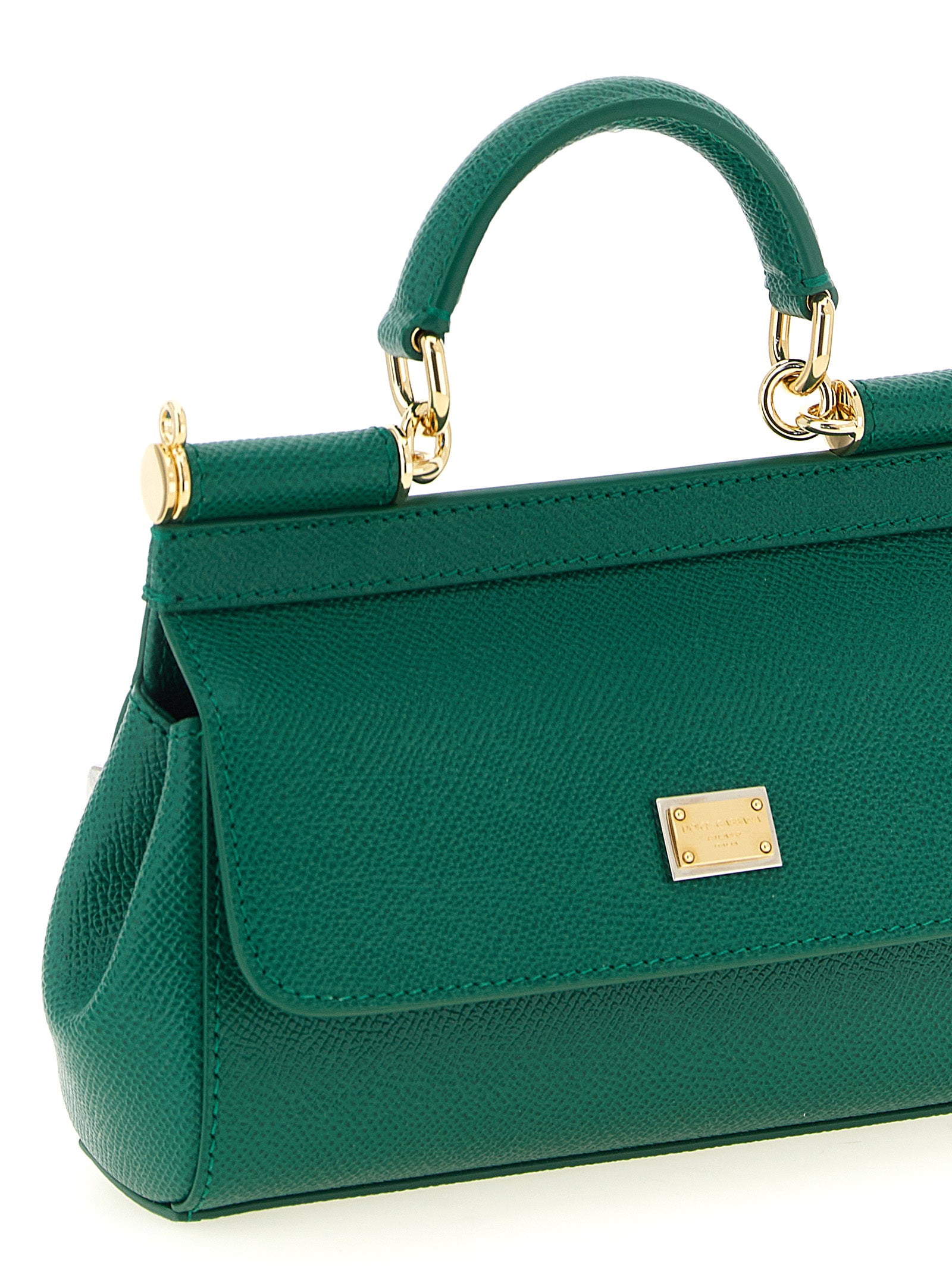 Dolce & Gabbana Sicily Mini Πράσινη και Λευκή Δερμάτινη Τσάντα Ώμου