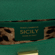 Dolce & Gabbana Sicily Mini Πράσινη και Λευκή Δερμάτινη Τσάντα Ώμου