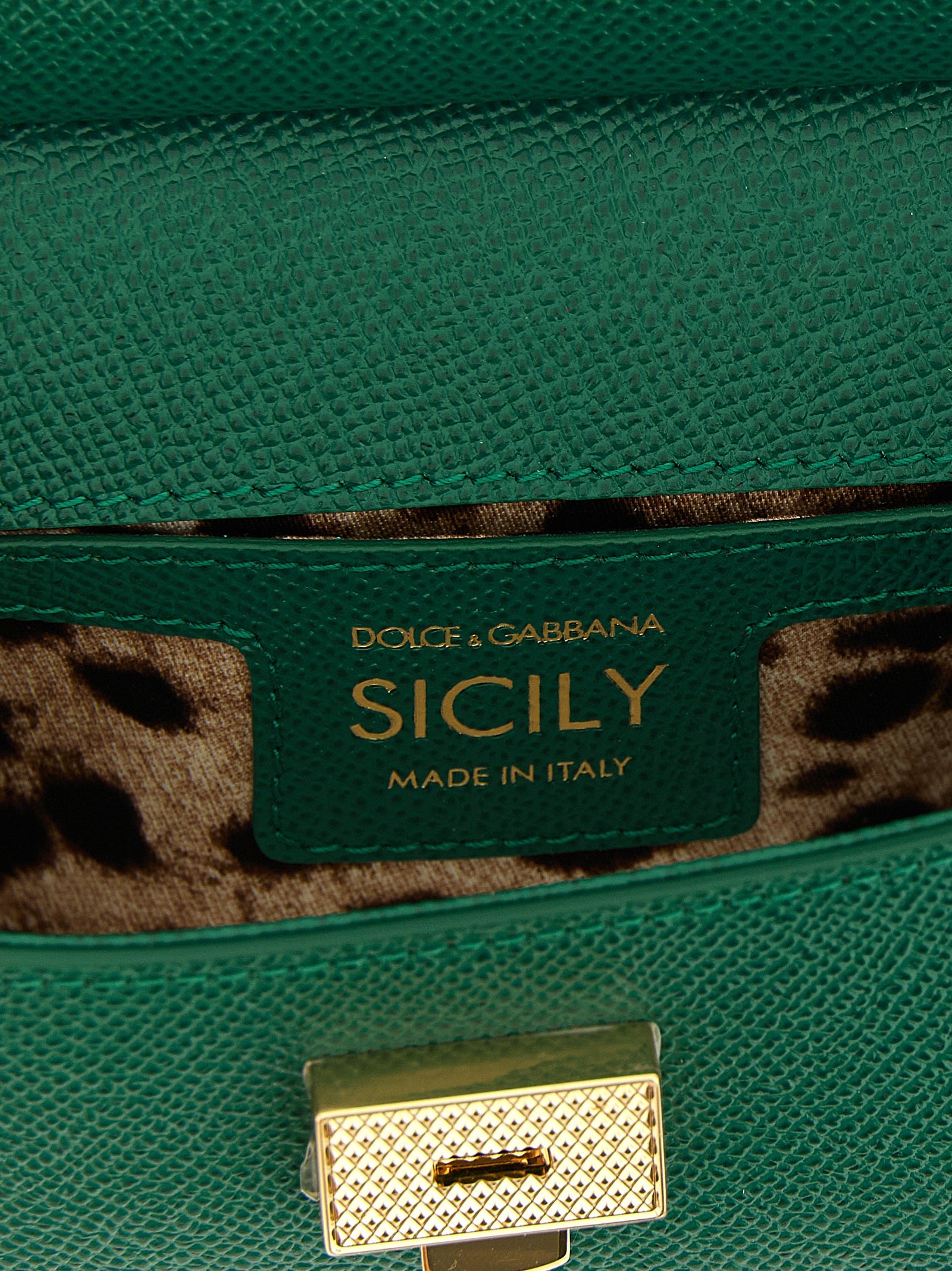 Dolce & Gabbana Sicily Mini Πράσινη και Λευκή Δερμάτινη Τσάντα Ώμου