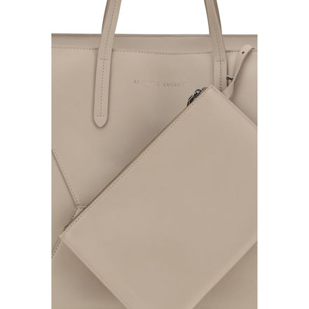 Brunello Cucinelli Beige Calf Leather Bos Taurus Shoulder Bag