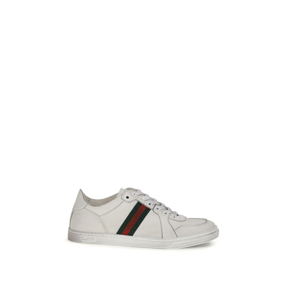 Gucci White Calf Leather Bos Taurus Athletic Sneakers