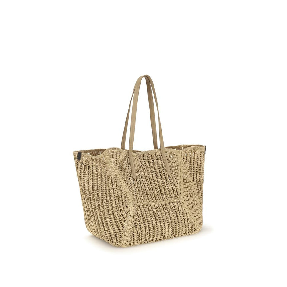 Brunello Cucinelli Beige Raffia Shoulder Bag