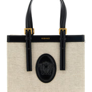 Τσάντα tote Versace από μπεζ λινό  