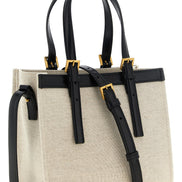 Τσάντα tote Versace από μπεζ λινό  