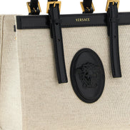 Τσάντα tote Versace από μπεζ λινό  