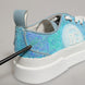 Dolce & Gabbana Blue White Sequin Logo Low Top Sneakers Shoes