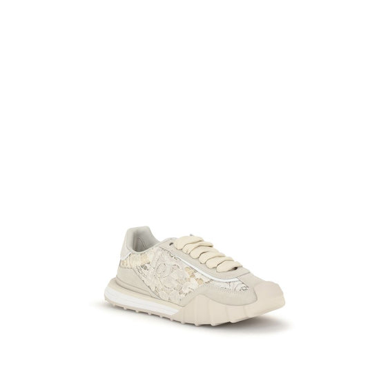Dolce & Gabbana Beige Calf Leather Bos Taurus Sneakers