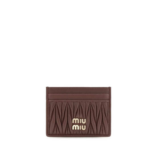 Πορτοφόλι Miu Miu Bordeaux από δέρμα αρνιού Ovis Aries Aries