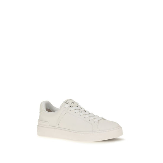Balmain White Calf Leather Bos Taurus Athletic Sneakers