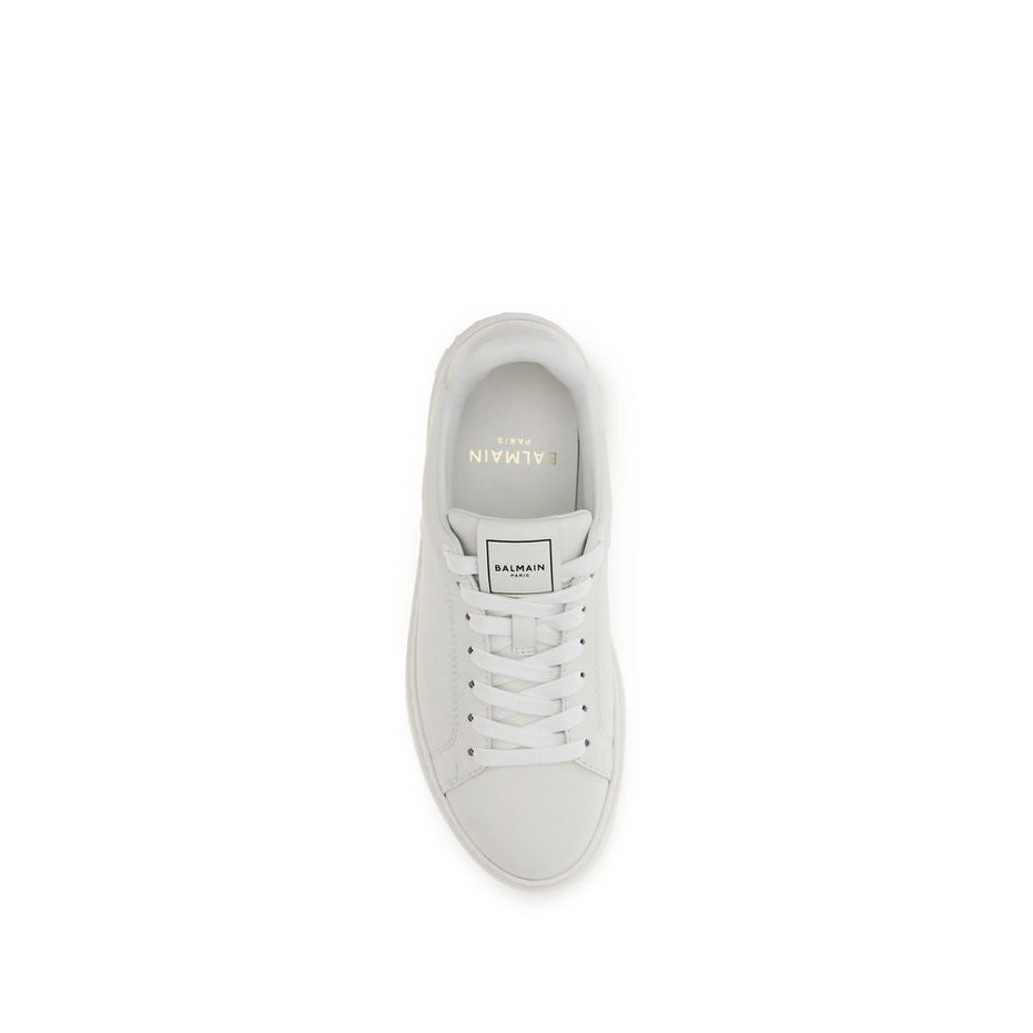 Balmain White Calf Leather Bos Taurus Athletic Sneakers