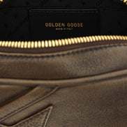 Πορτοφόλι χειρός καφέ από δέρμα αγελάδας Golden Goose