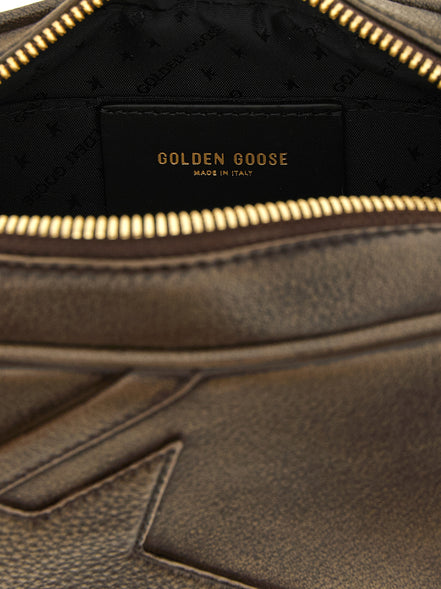 Πορτοφόλι χειρός καφέ από δέρμα αγελάδας Golden Goose