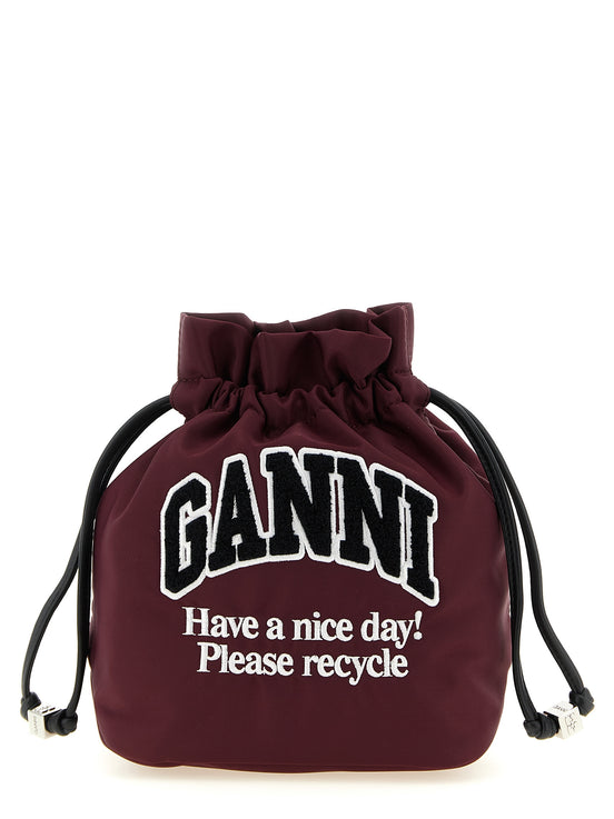 Ganni Bordeaux Recycled Polyamide Clutch Bag