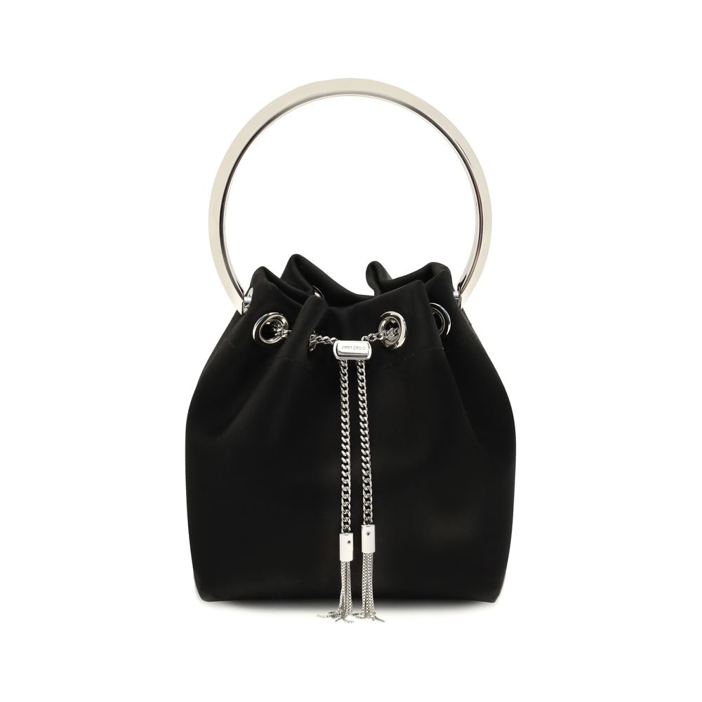 Τσάντα Jimmy Choo μαύρη από μετάξι Backet  