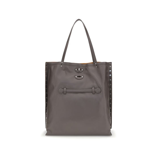 Zanellato Gray Calf Leather Bos Taurus Shoulder Bag