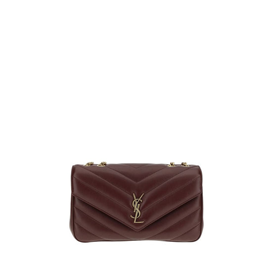Τσάντα ώμου Saint Laurent Loulou Small Bordeaux καπιτονέ από δέρμα αρνιού