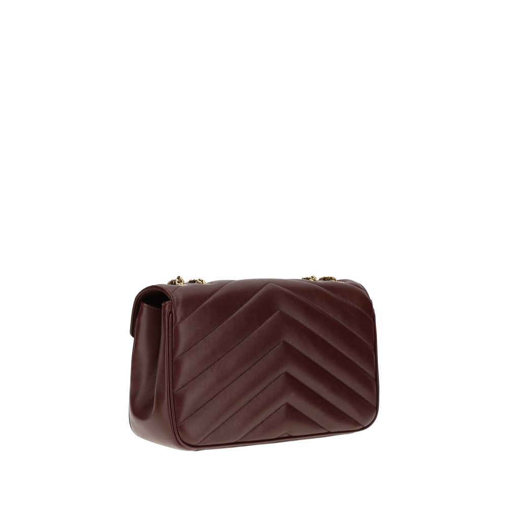 Saint Laurent Loulou Small Bordeaux Quilted Lambskin Shoulder Bag