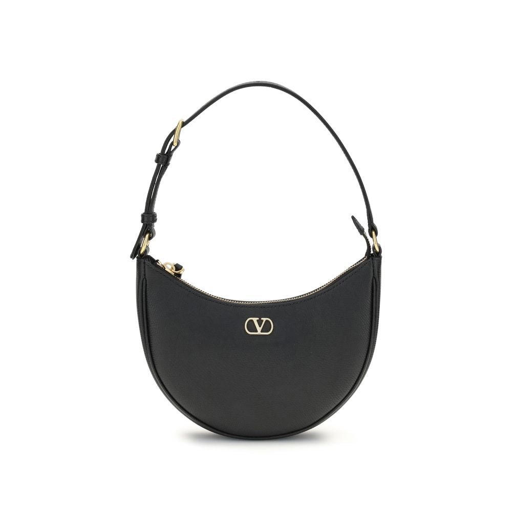 Valentino Garavani VLogo Signature Mini Black Leather Hobo Bag