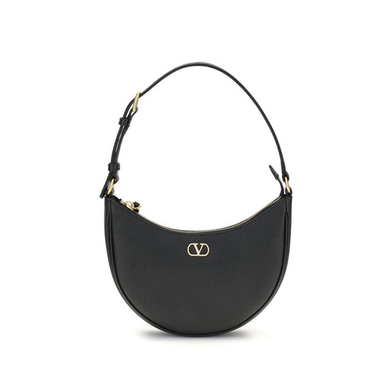 Τσάντα Valentino Garavani VLogo Signature Mini Hobo από μαύρο δέρμα