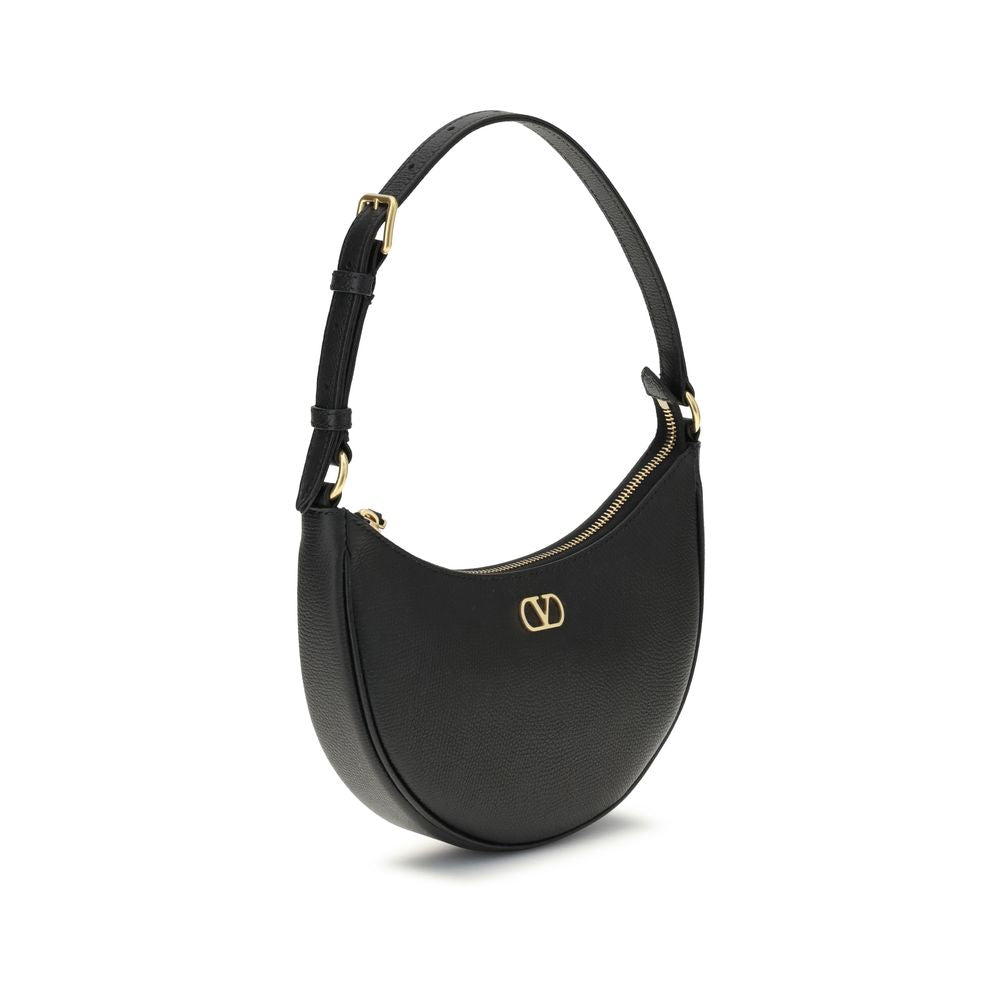 Valentino Garavani VLogo Signature Mini Black Leather Hobo Bag