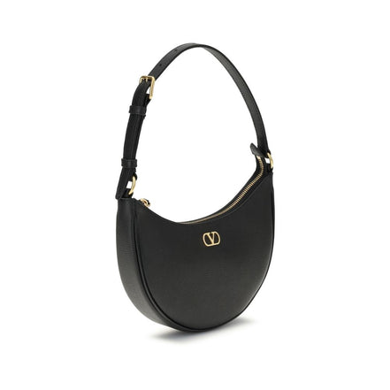 Valentino Garavani VLogo Signature Mini Black Leather Hobo Bag