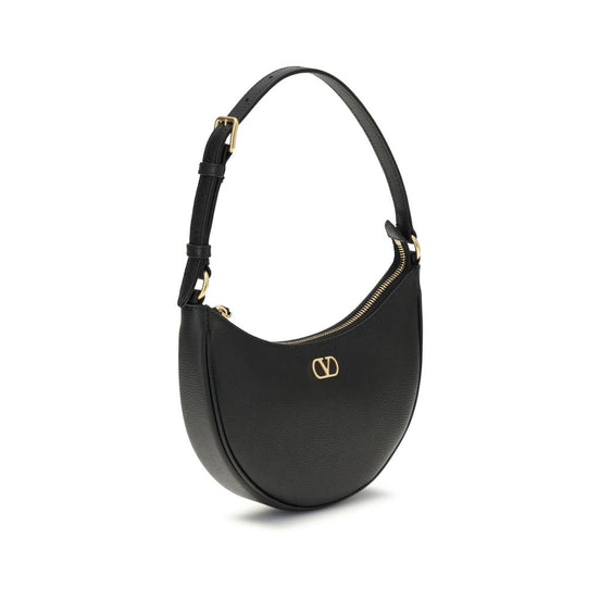 Τσάντα Valentino Garavani VLogo Signature Mini Hobo από μαύρο δέρμα