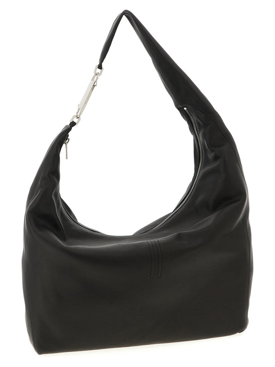 Τσάντα ώμου Rick Owens Gemini από μαύρο δέρμα