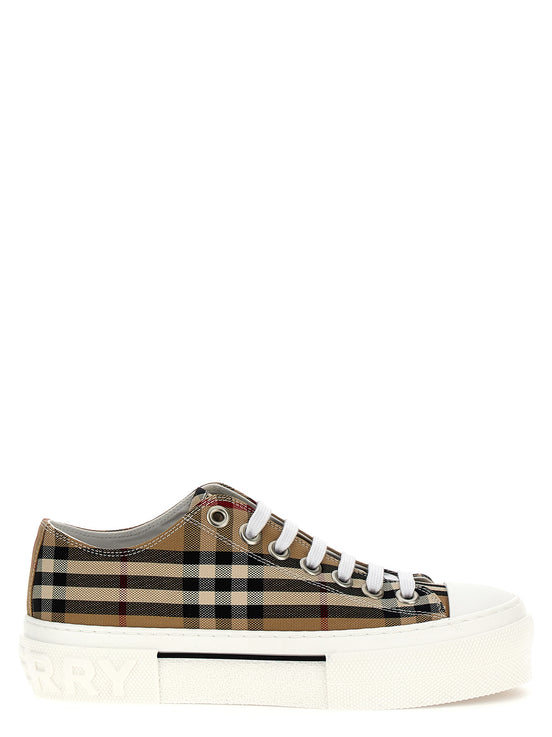 Burberry Beige Cotton Low Top Sneakers