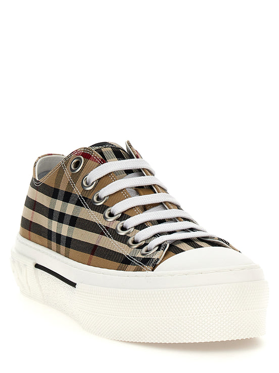 Burberry Beige Cotton Low Top Sneakers