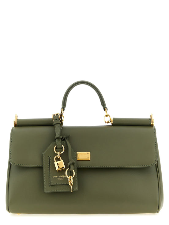 Dolce & Gabbana My Sicily Medium Green Leather Top Handle Bag