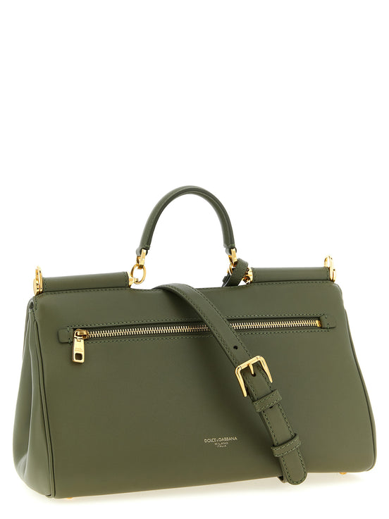 Dolce & Gabbana My Sicily Medium Green Leather Top Handle Bag