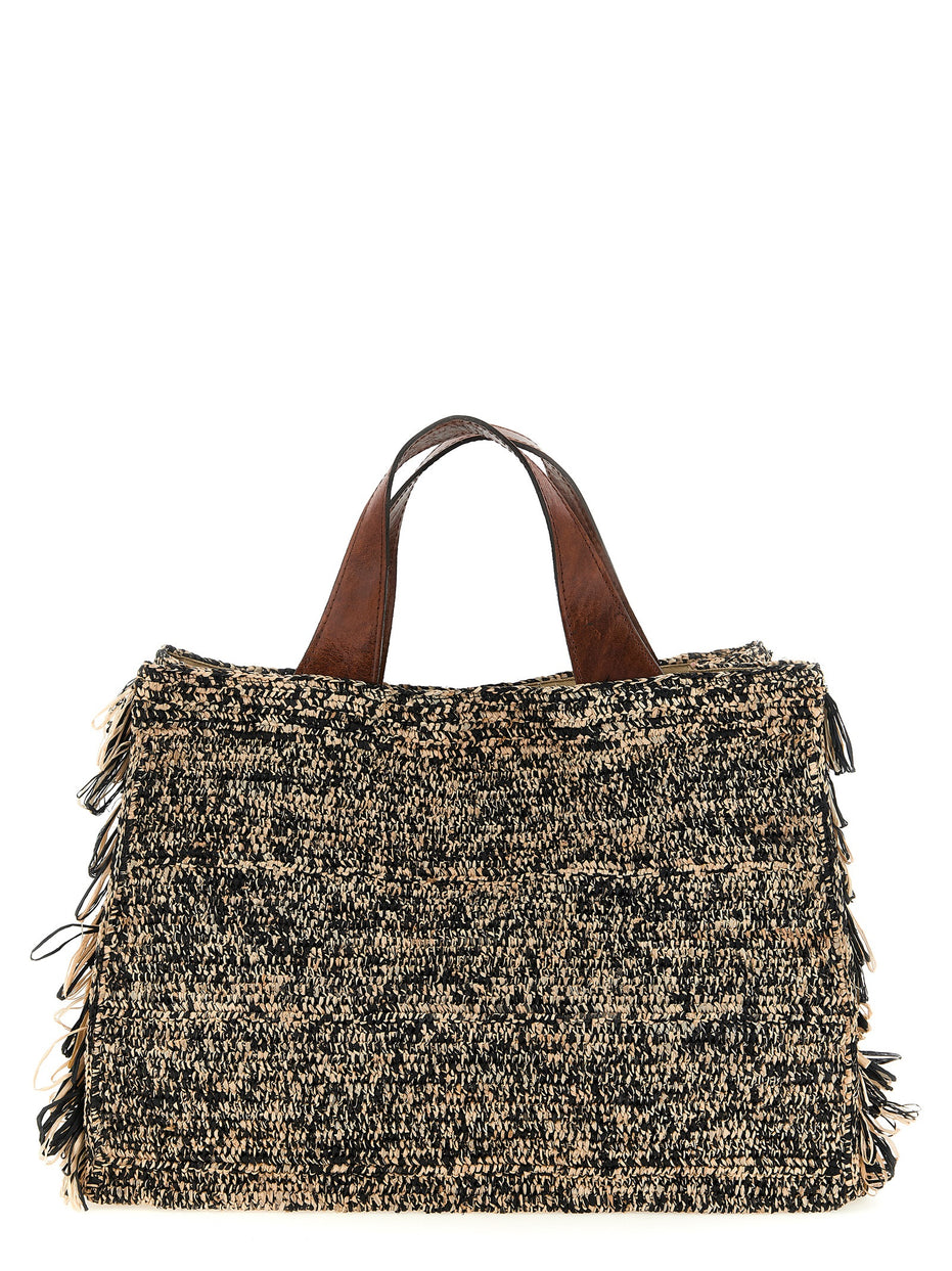 Ibeliv Onja Bicolor Raffia Shopper Bag
