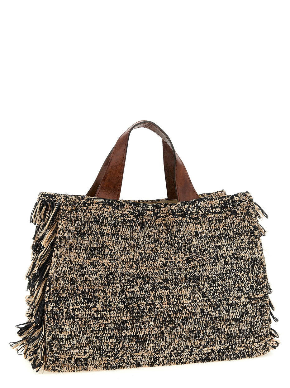 Ibeliv Onja Bicolor Raffia Shopper Bag